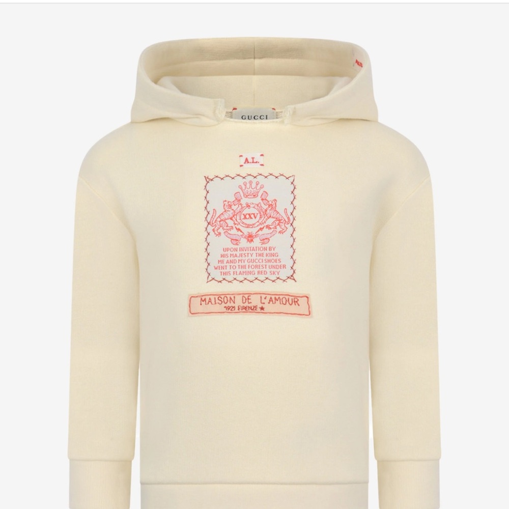 Gucci Cream Hoodie with Red Print